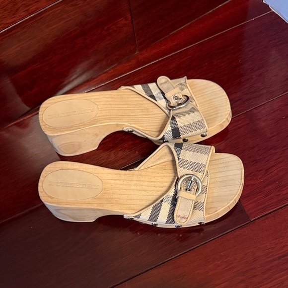 Burberry Black and Cream Checkered Mules - Picture 3 of 3